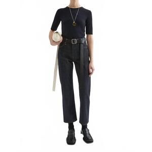 NEW JIL SANDER fluid viscose crew-neck t-shirt in navy